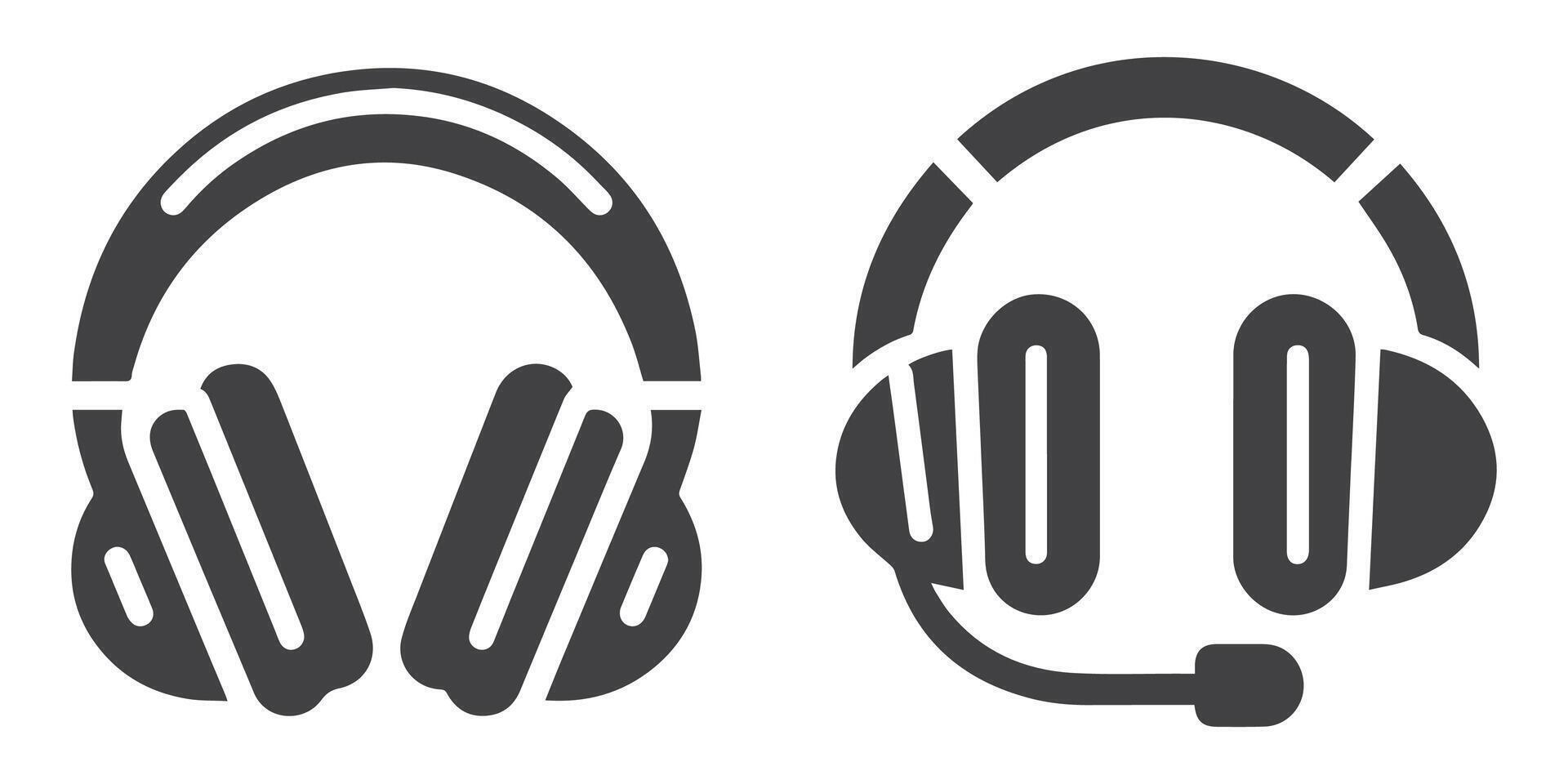 fone de ouvido silhuetas definir. acessórios ícones, acessório, áudio, preto, projeto, dispositivo, digital, dj, orelha, fone de ouvido, elétrico, eletrônicos, entretenimento, equipamento, engenhoca, fone de ouvido, fone de ouvido ícone vetor