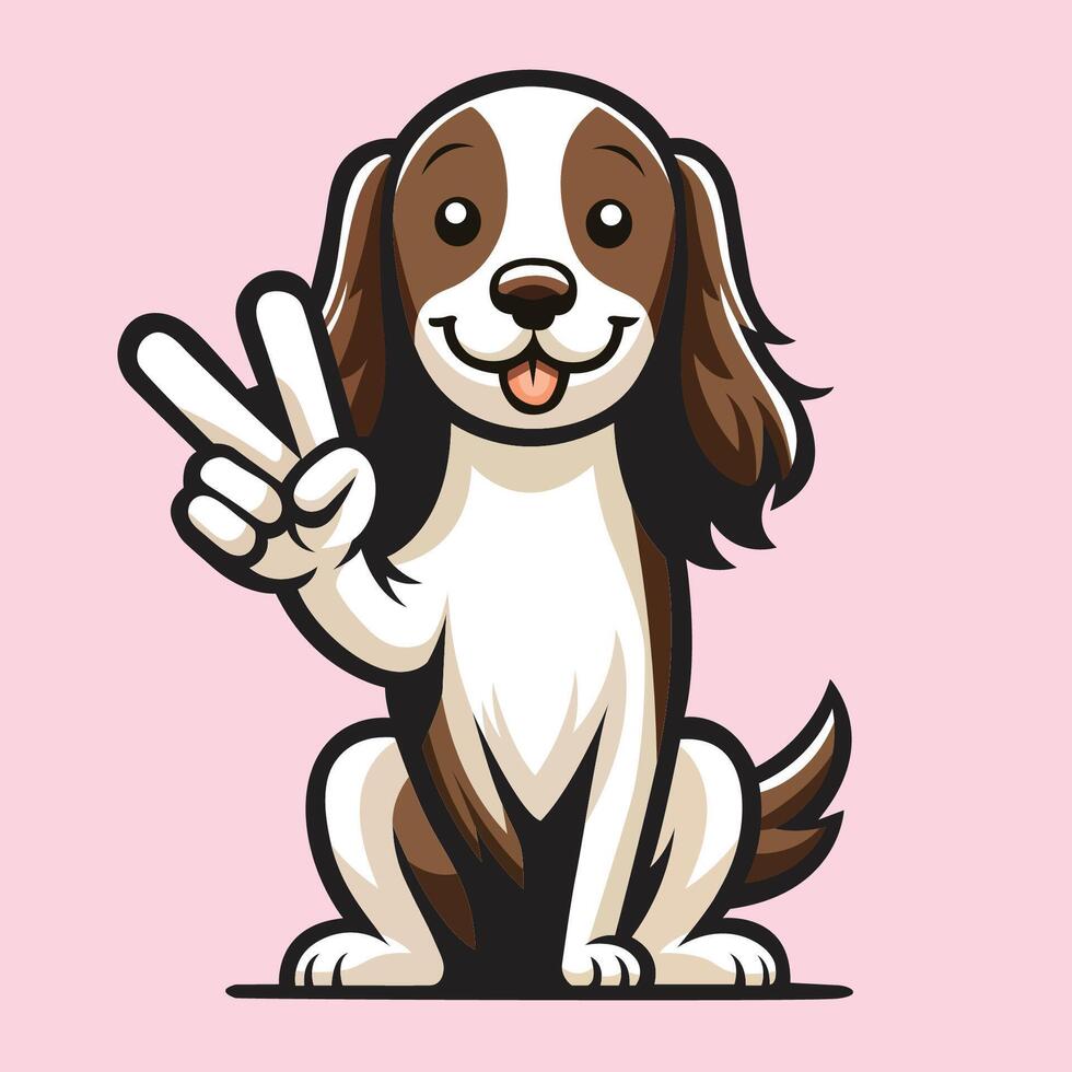 ai gerado Inglês springer spaniel cachorro Paz gesto ilustração vetor