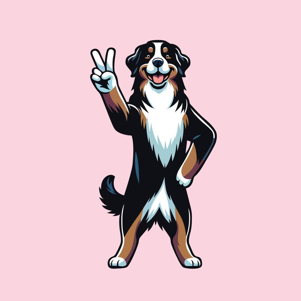 ai gerado Bernese montanha cachorro Paz gesto isolado ilustração vetor