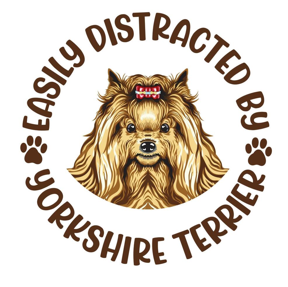 facilmente distraído de yorkshire terrier cachorro camiseta Projeto pró vetor