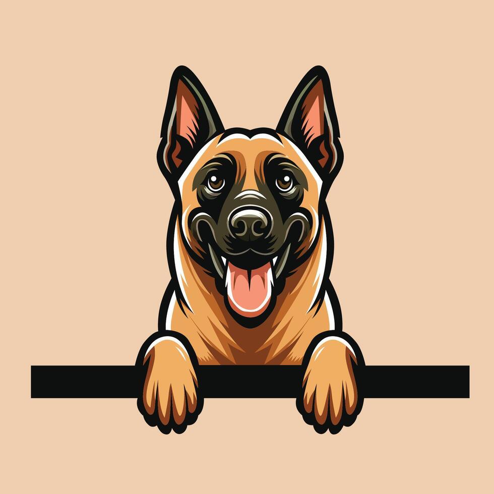 ai gerado Belga Malinois espreitar face ilustração pró vetor