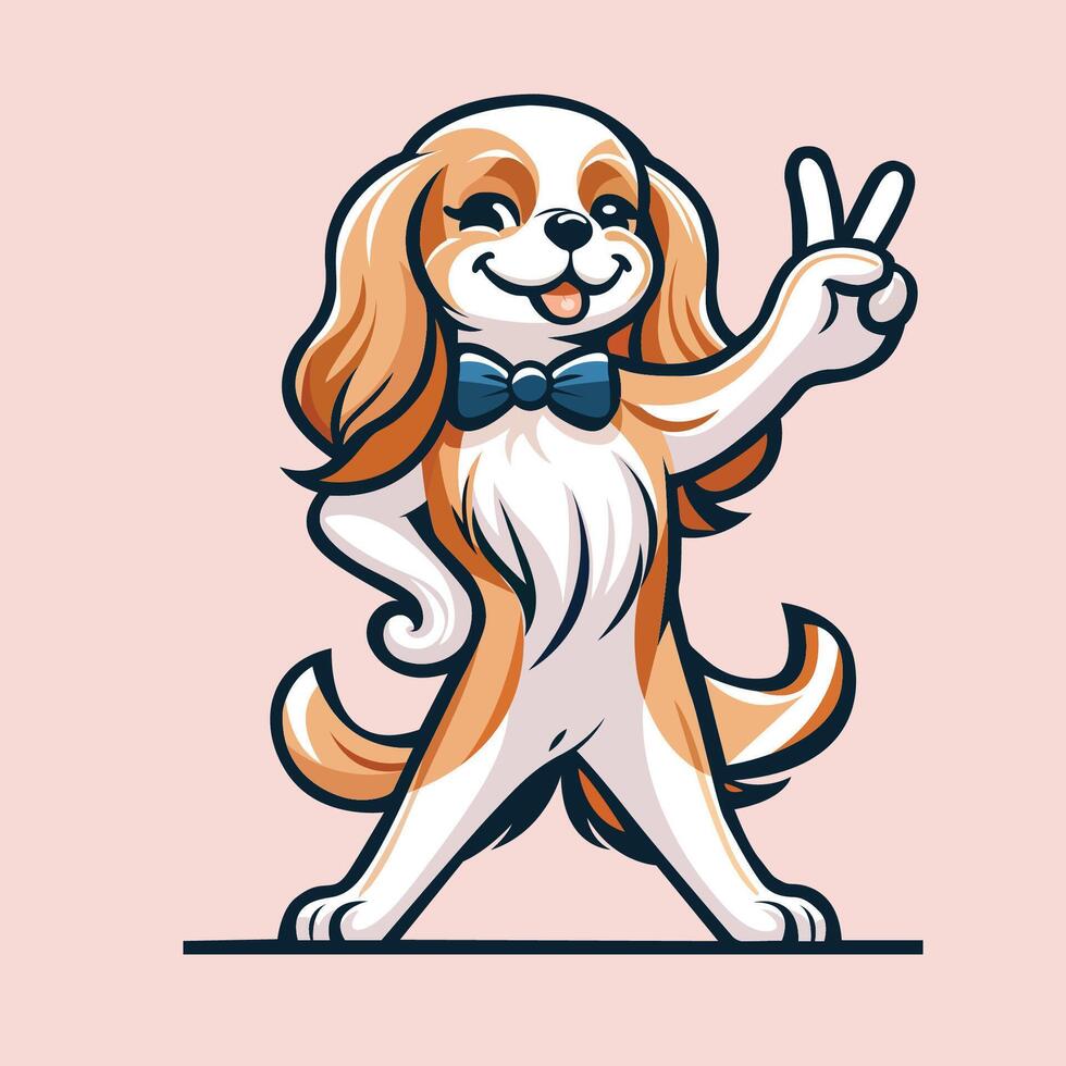 ai gerado confiante descuidado rei Charles spaniel Paz gesto ilustração vetor