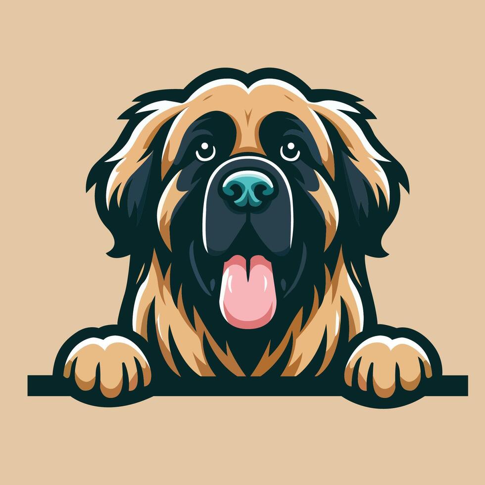 ai gerado leonberger espreitar face ilustração vetor