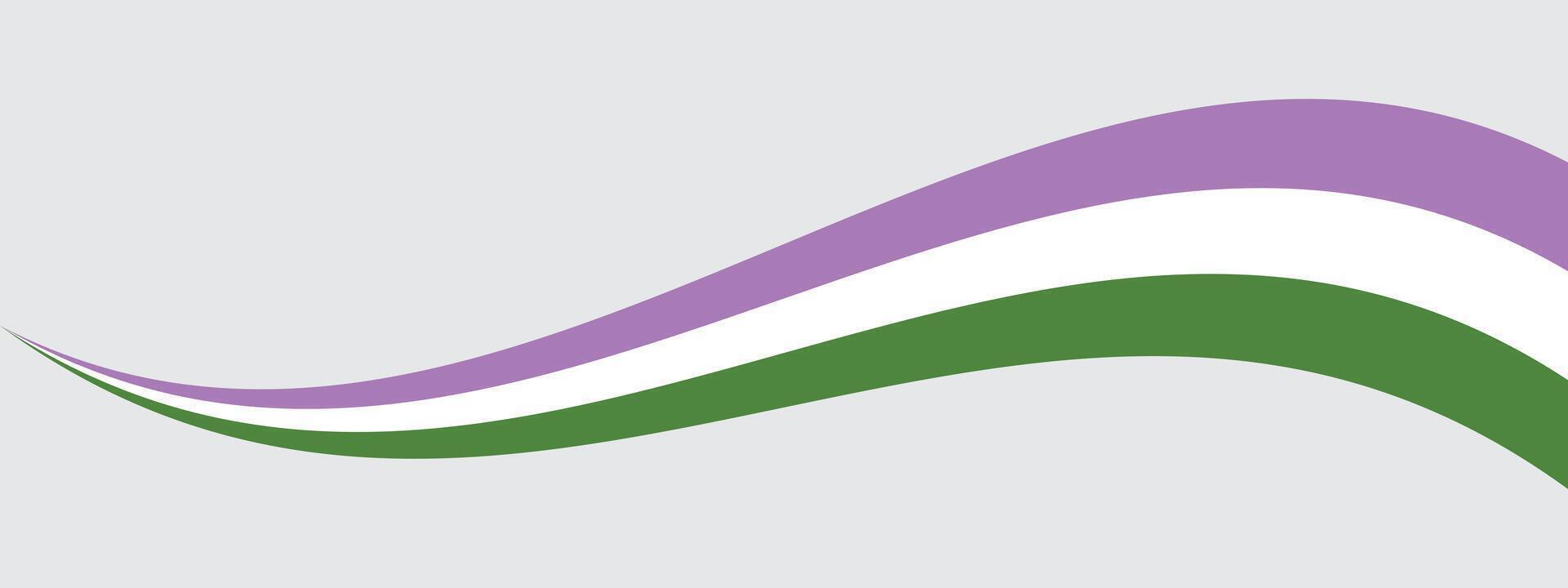 roxo, branco, e verde colori curvado linha ícone, Como a cores do a genderqueer bandeira. lgbtqi conceito. plano vetor ilustração.