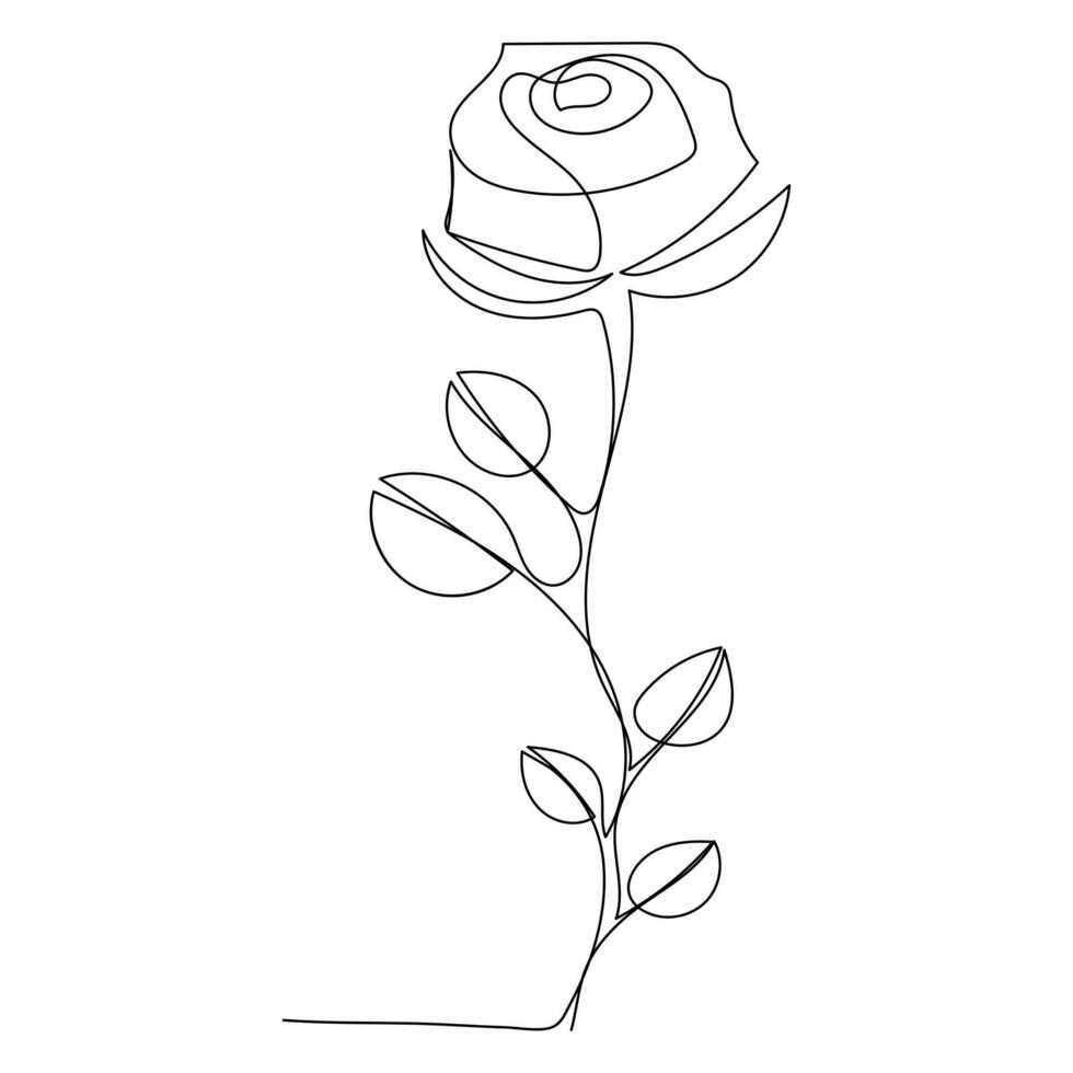 contínuo solteiro 1 linha rosa Projeto mão desenhado desenhando rosas linha arte ilustração vetor