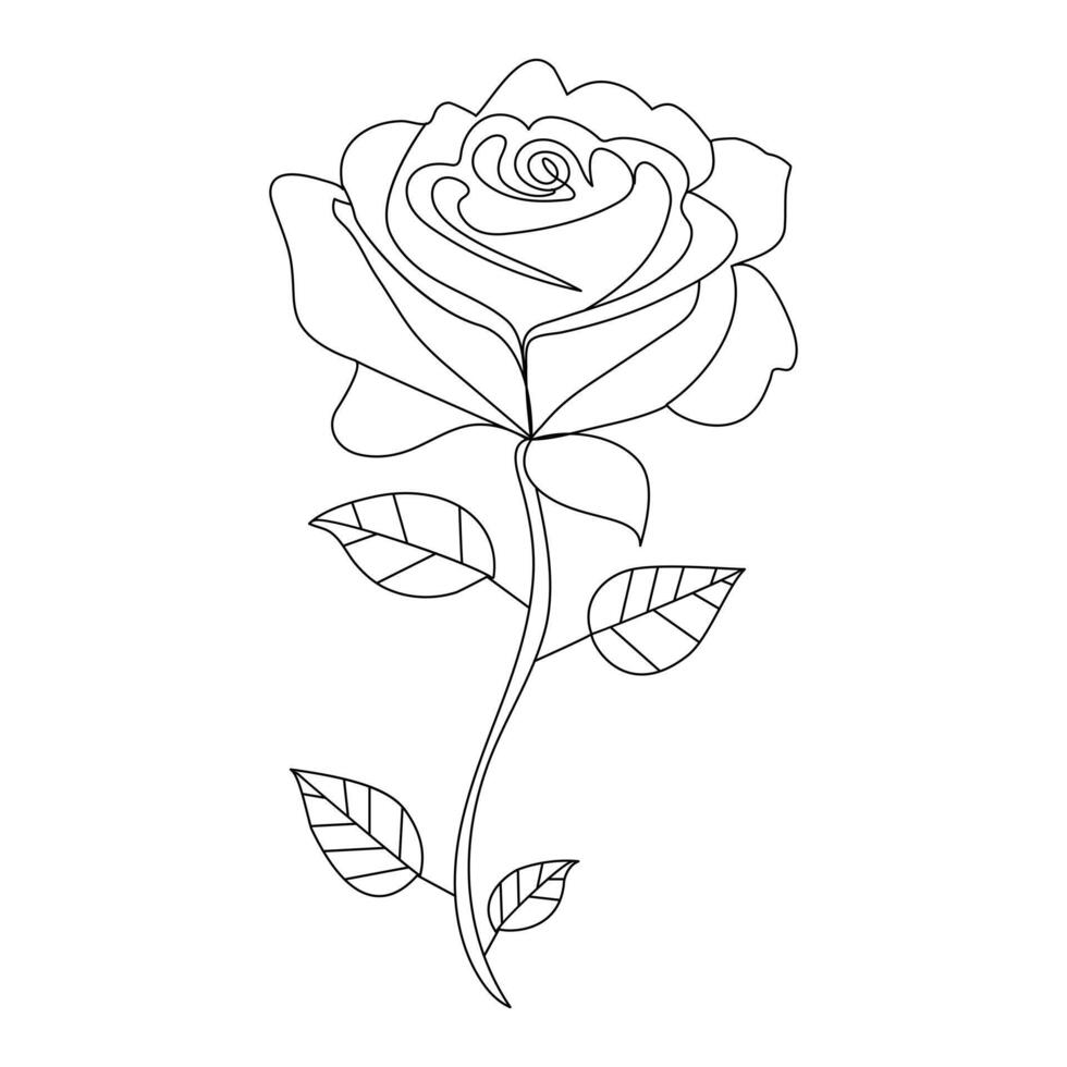 contínuo solteiro 1 linha rosa Projeto mão desenhado desenhando rosas linha arte ilustração vetor