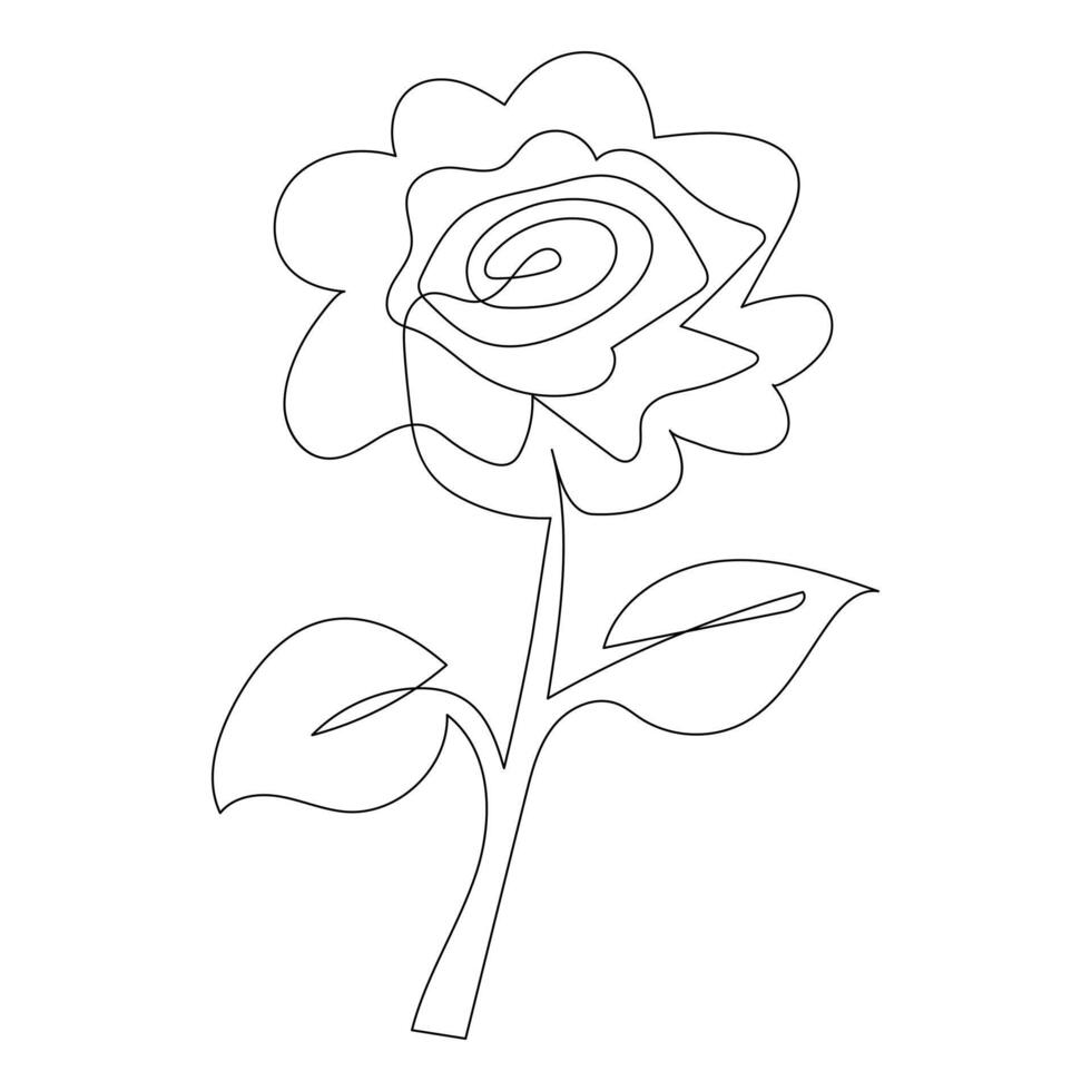 contínuo solteiro 1 linha rosa Projeto mão desenhado desenhando rosas linha arte ilustração vetor