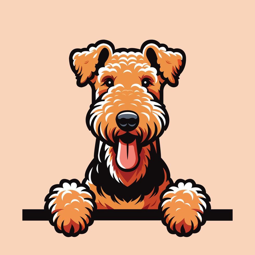 ai gerado airedale terrier cachorro espreitar face isolado pró vetor