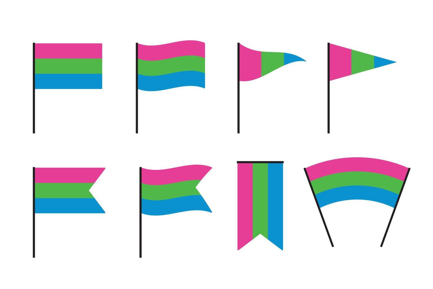 conjunto do polissexual bandeiras. lgbtqi conceito. plano vetor ilustração.