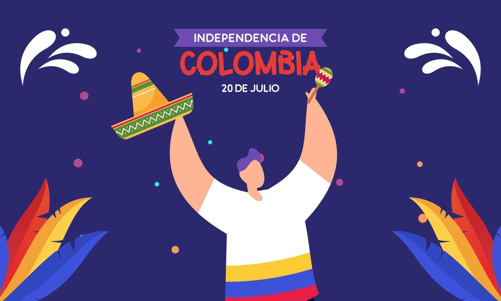 colombiano independência dia celebração. Julho 20. vetor ilustração