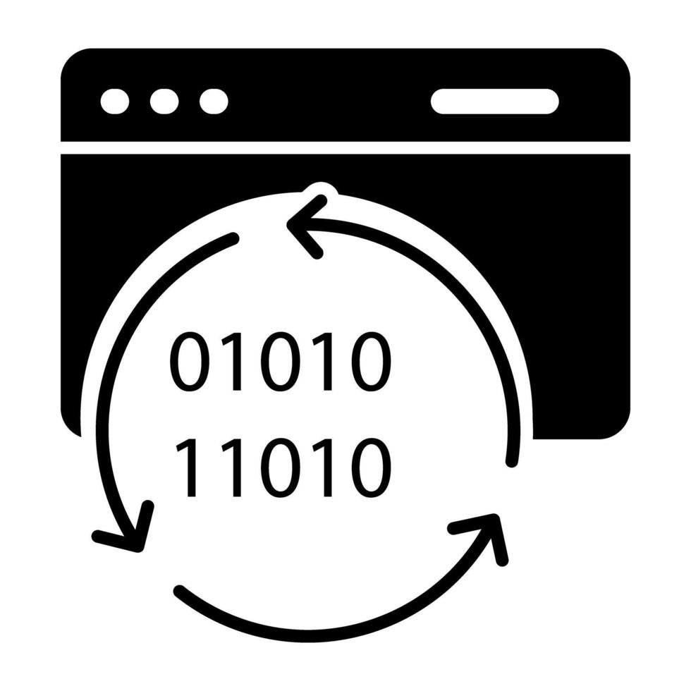 uma glifo projeto, ícone do conectados binário código vetor