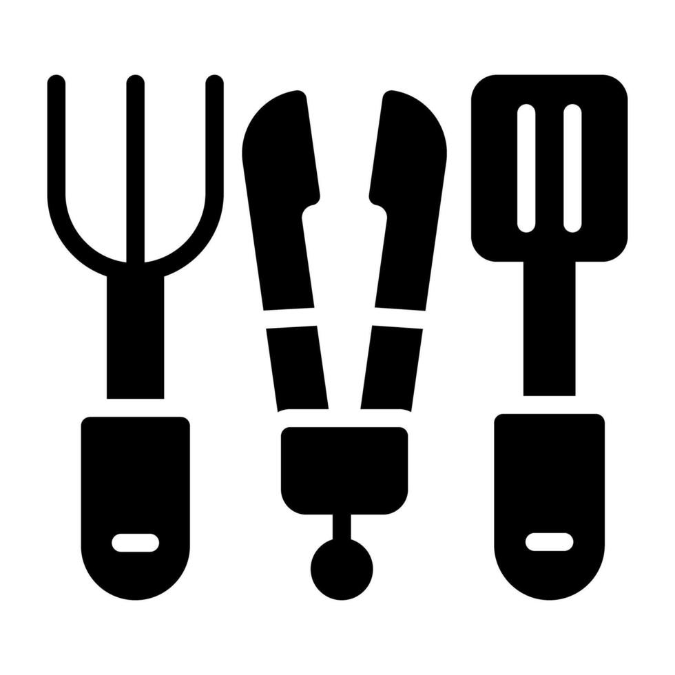 ícone do cozinha utensílios, sólido Projeto vetor