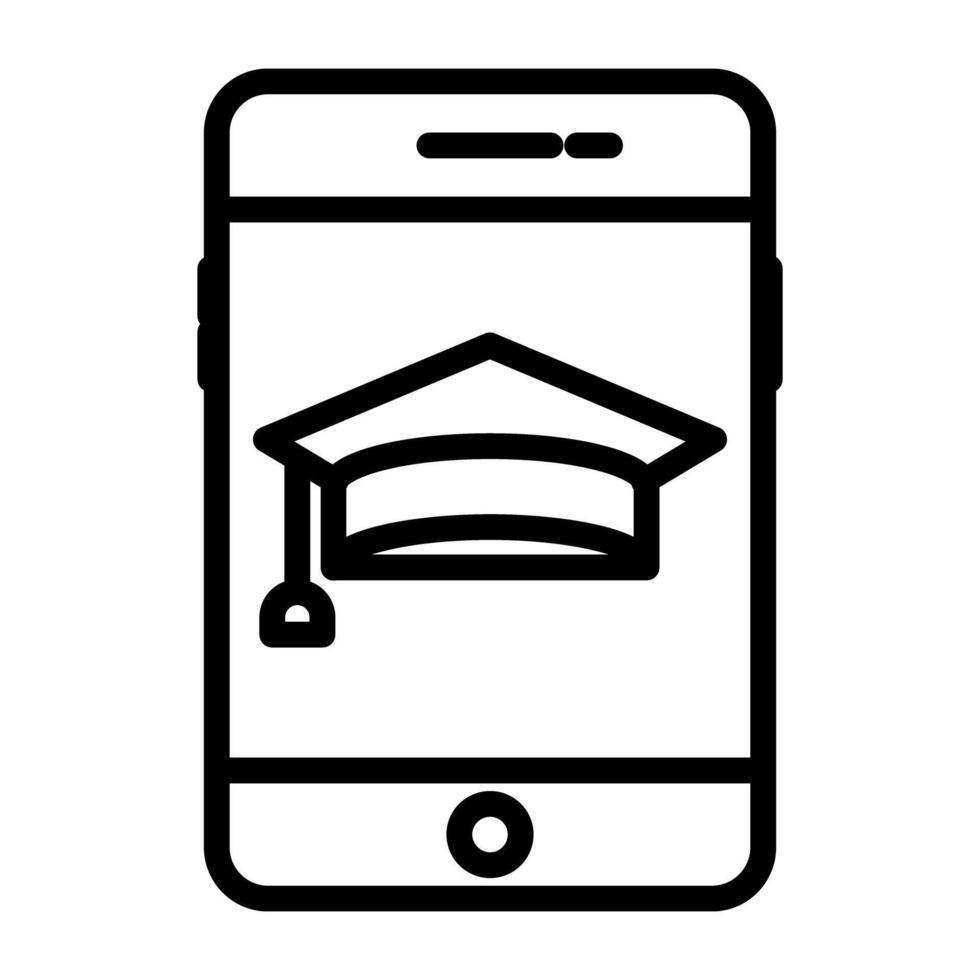 mortarboard dentro Smartphone, Móvel Aprendendo ícone vetor