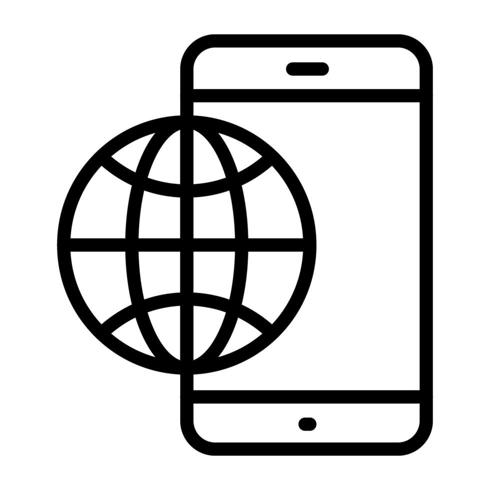 globo com Smartphone, linear Projeto do Móvel navegador ícone vetor
