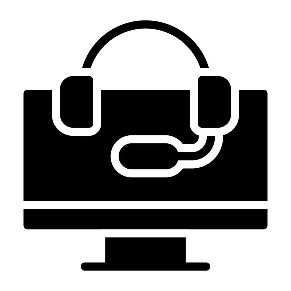 fones de ouvido dentro monitor, conectados cliente serviço ícone vetor