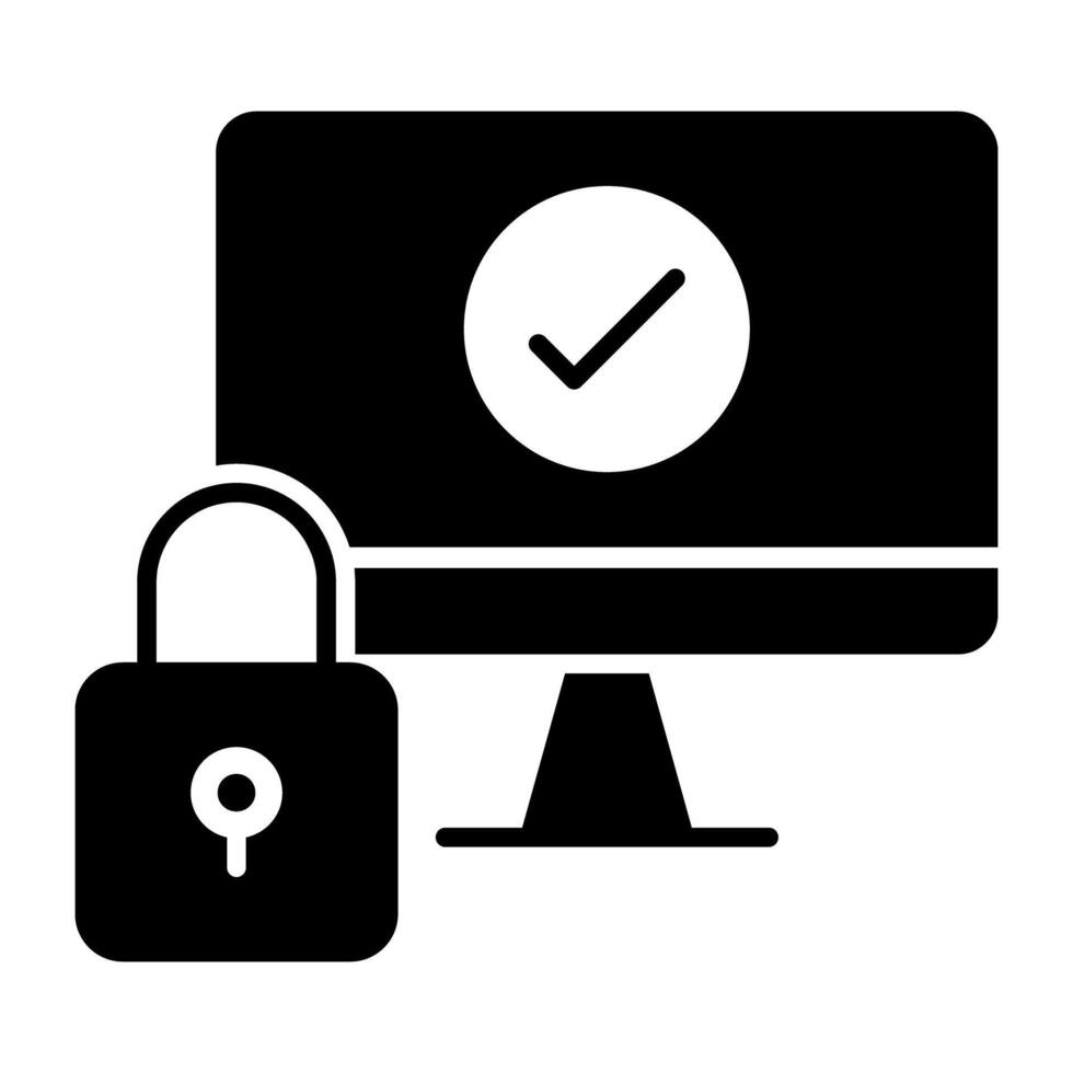 cadeado dentro monitor, ícone do sistema trava vetor