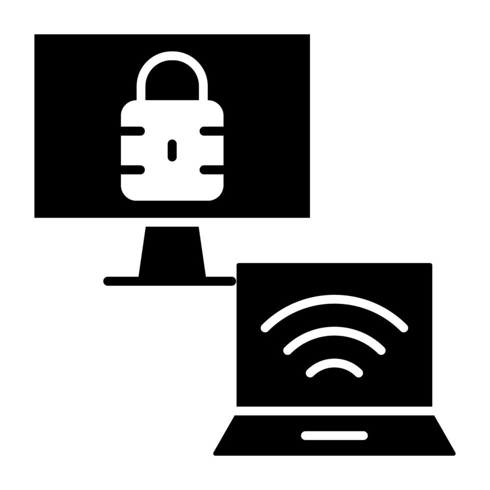 Wi-fi sinais dentro computador portátil, ícone do conectado computador portátil vetor