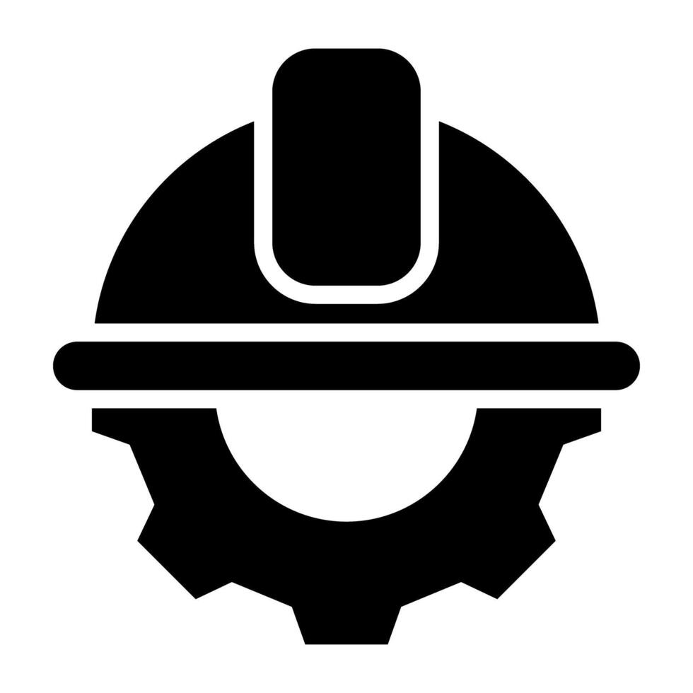 Difícil chapéu com engrenagem, conceito do Engenharia ícone vetor