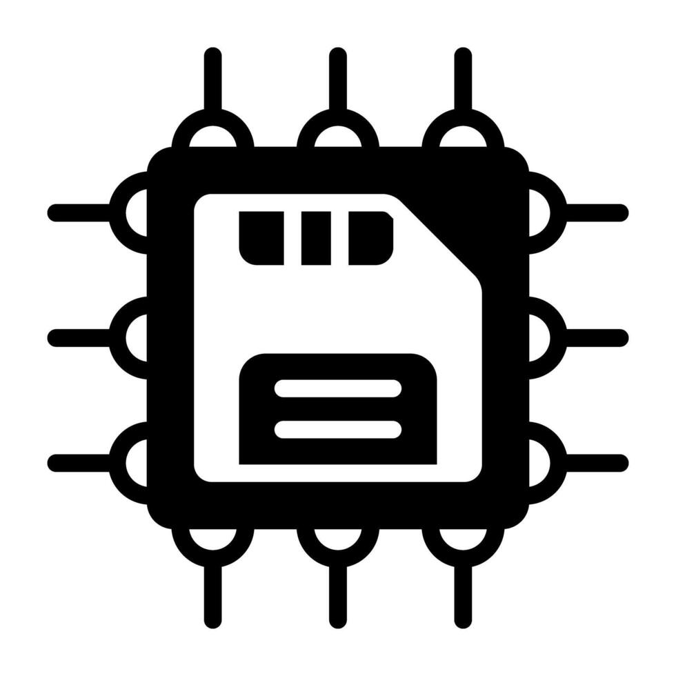 uma glifo projeto, ícone do microchip vetor