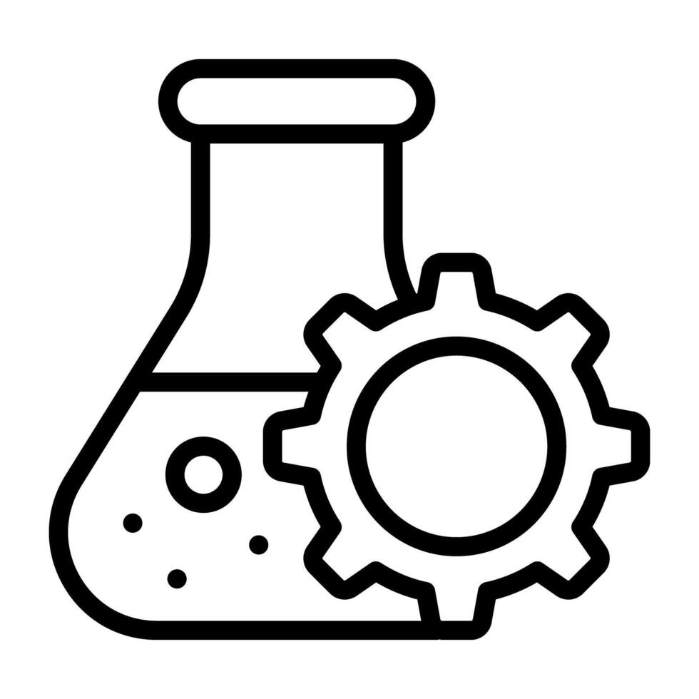 engrenagem com frasco, laboratório gestão ícone vetor