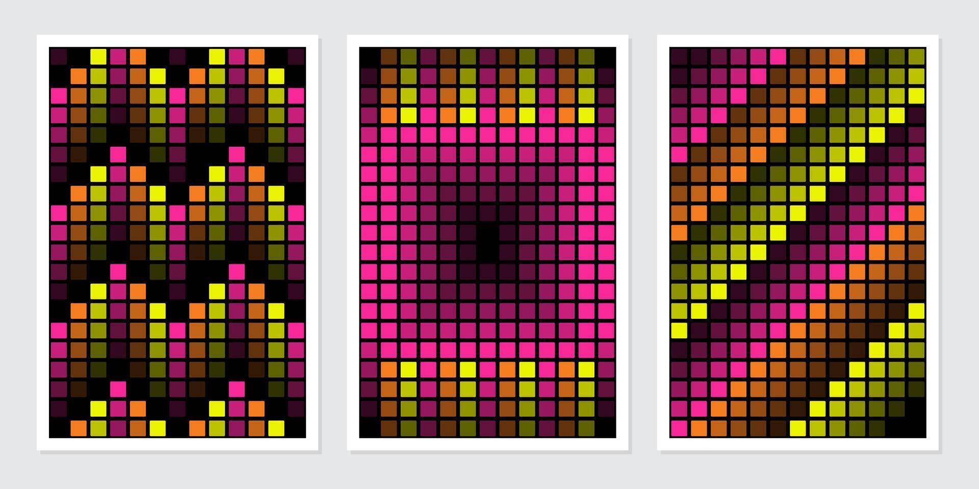 conjunto abstrato pixel fundo cobrir vetor. moderno digital papel de parede com colorida, comercial, anúncio, rede, poster, cartão vetor