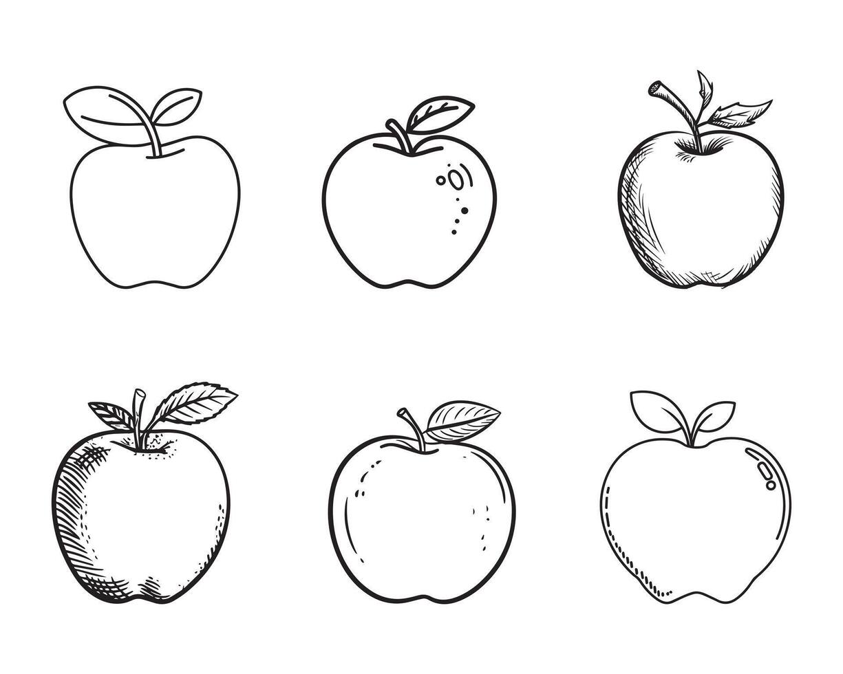 maçã conjunto em branco fundo vetor ilustração