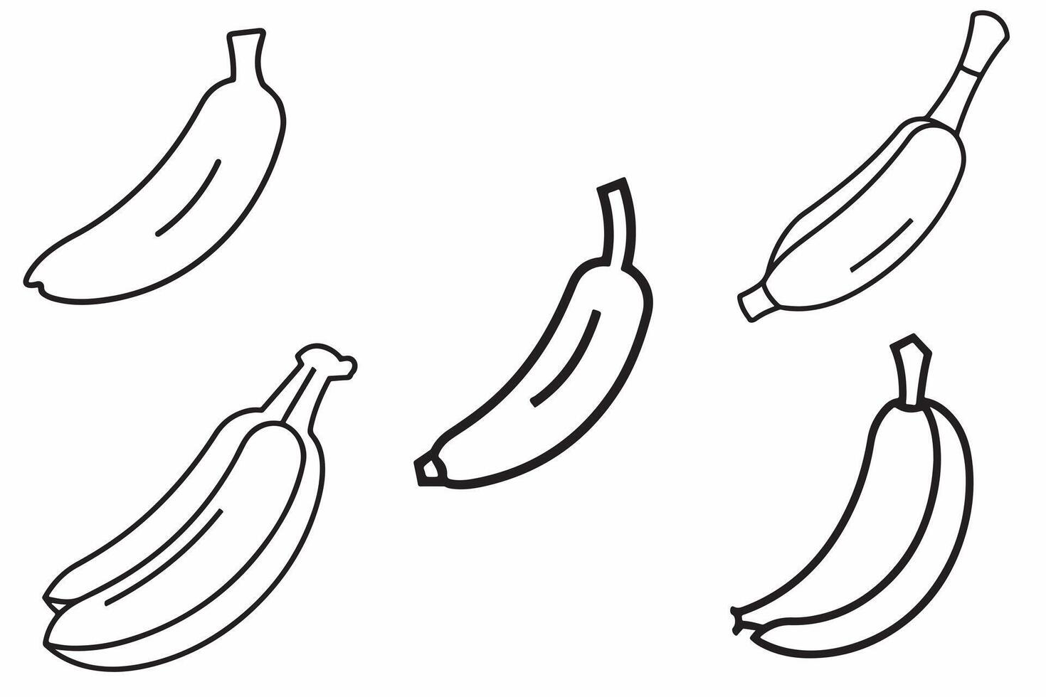 banana conjunto esboço vetor ilustração em branco fundo