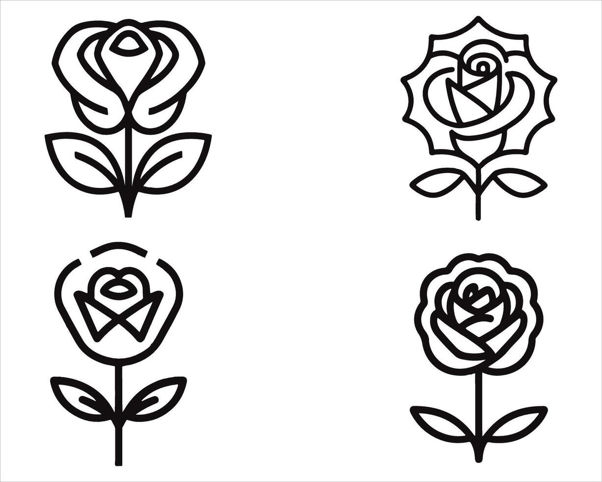 flor conjunto desenhado de mãos vetor ilustração em branco fundo
