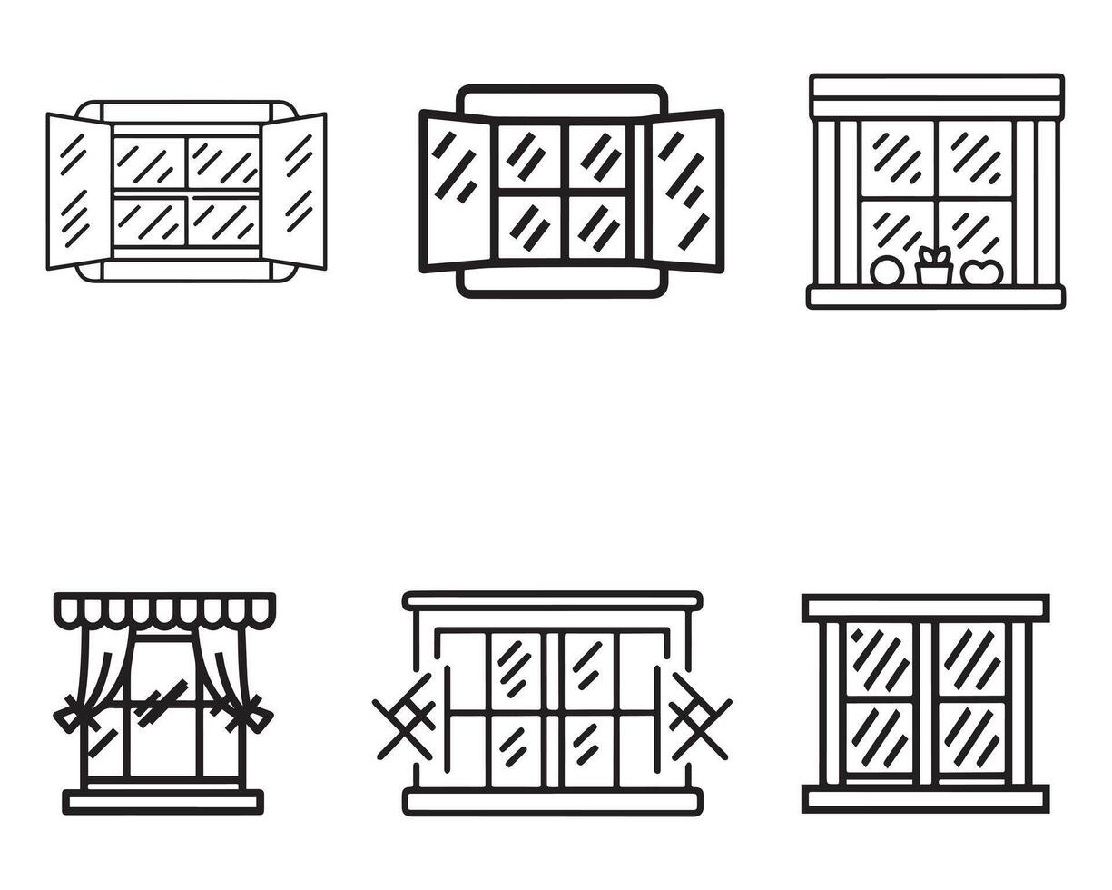 janela ícone conjunto vetor em branco fundo ilustração