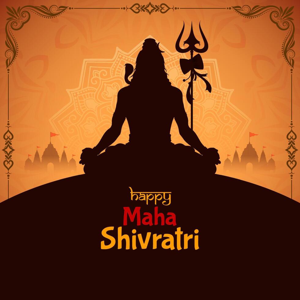 feliz maha Shivratri senhor shiva adoração religioso indiano festival cartão vetor