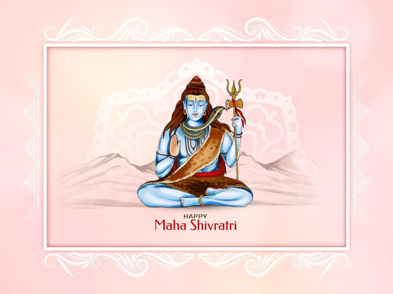 feliz maha Shivratri cultural hindu indiano festival cumprimento cartão Projeto vetor