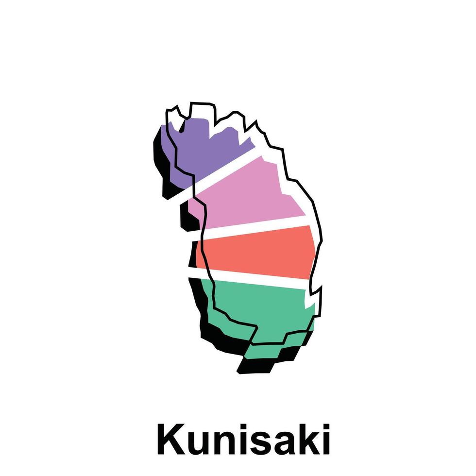vetor mapa do kumisaki cidade colorida ilustração modelo Projeto em branco fundo