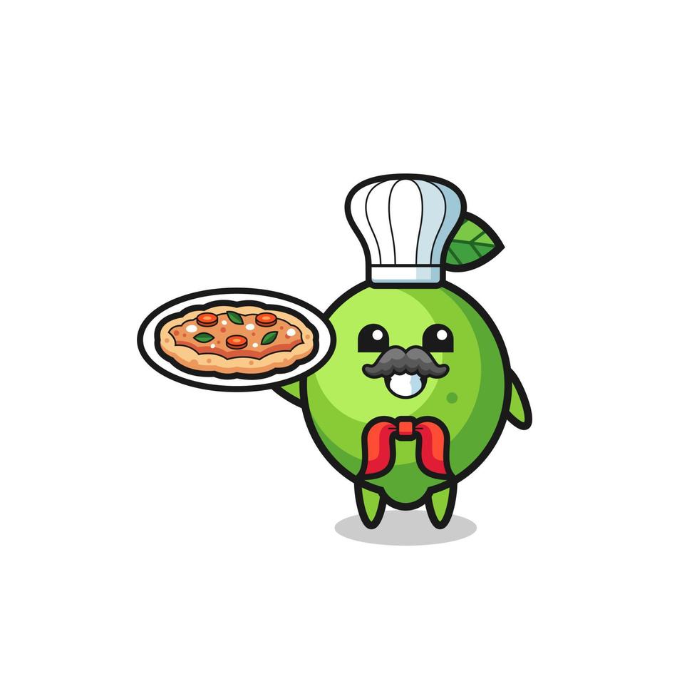 personagem limão como mascote do chef italiano vetor