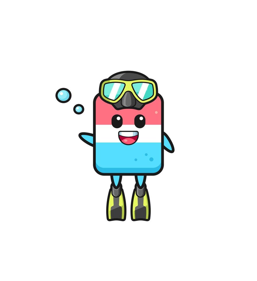 o personagem de desenho animado do mergulhador de borracha vetor
