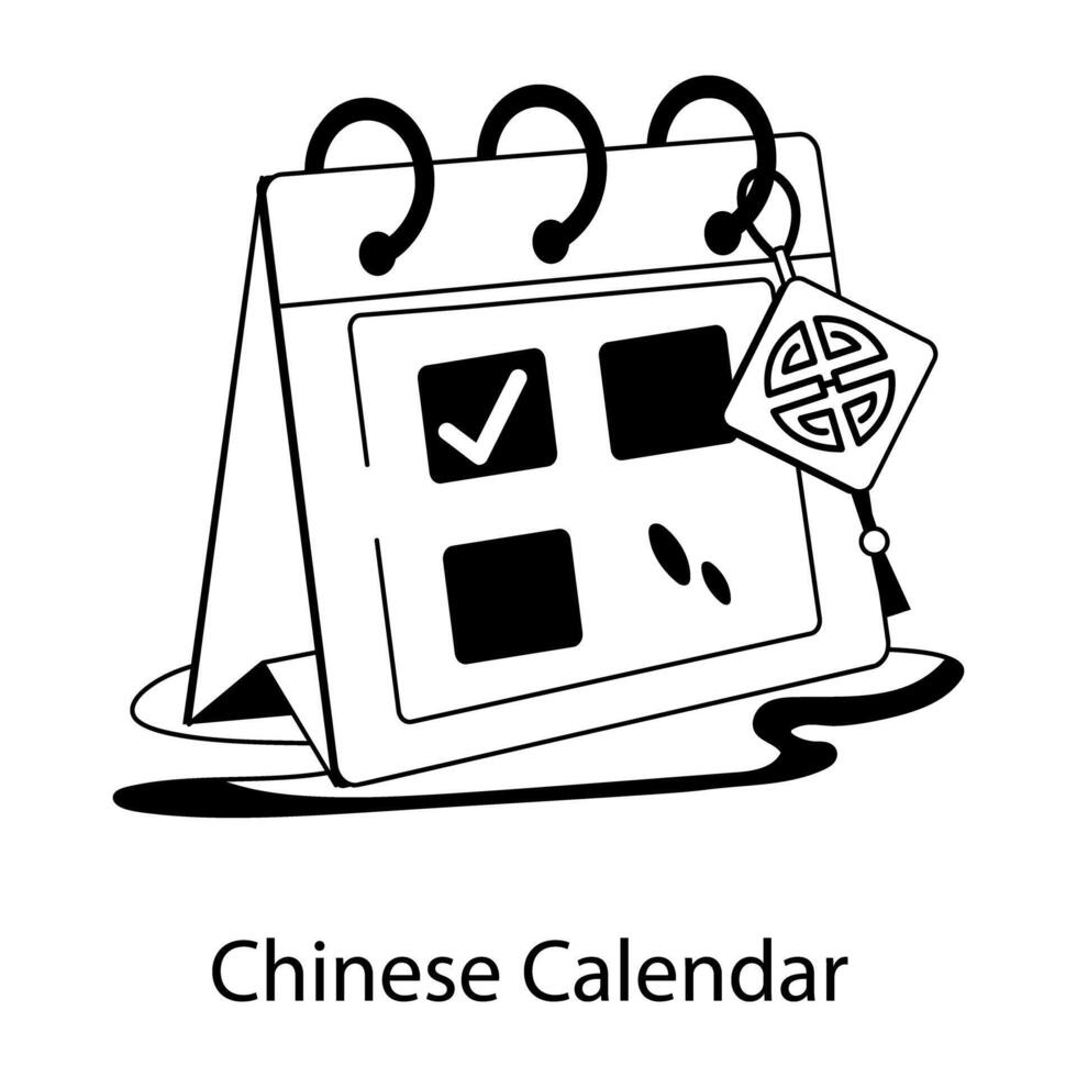 na moda chinês calendário vetor