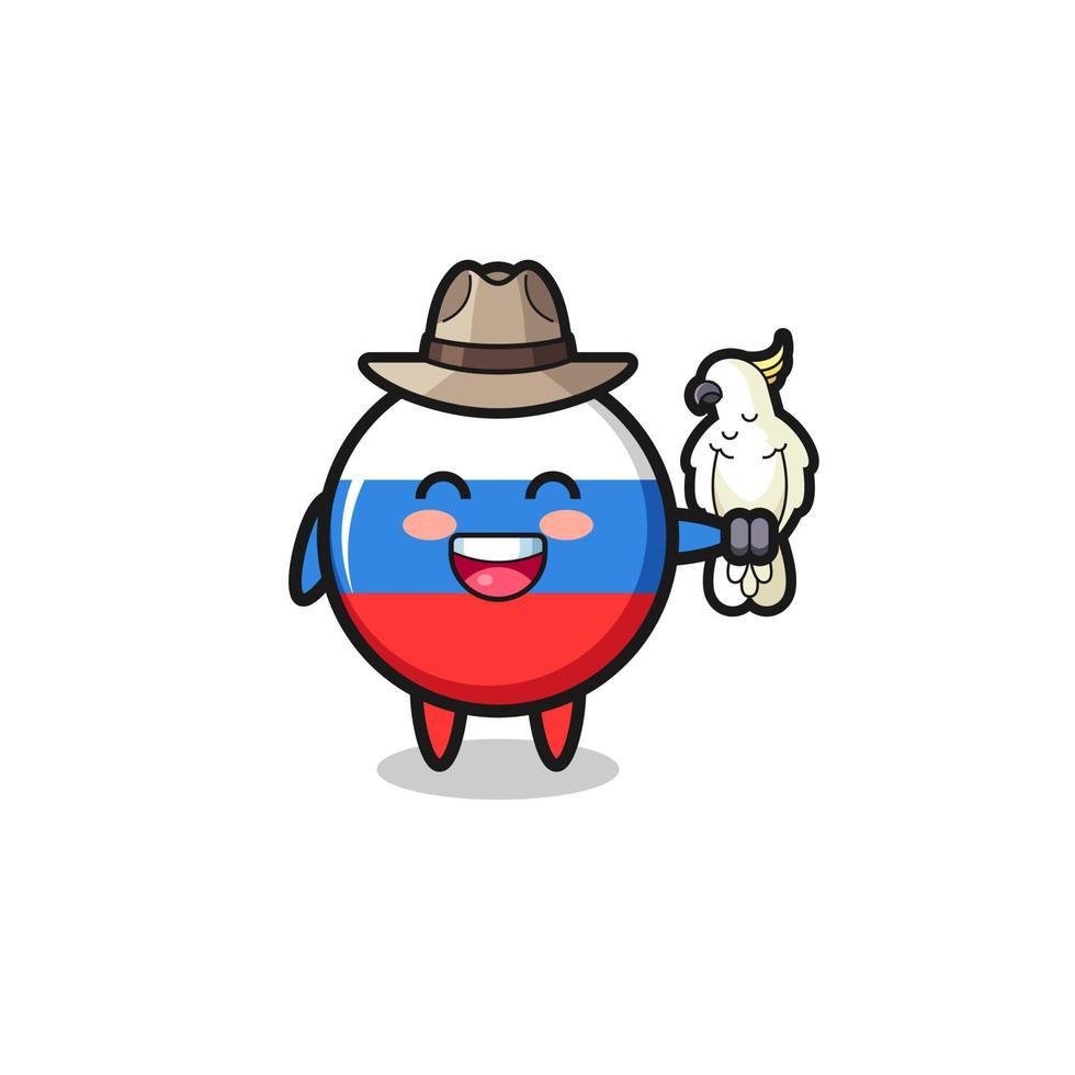 Mascote do tratador da bandeira da Rússia com um papagaio vetor