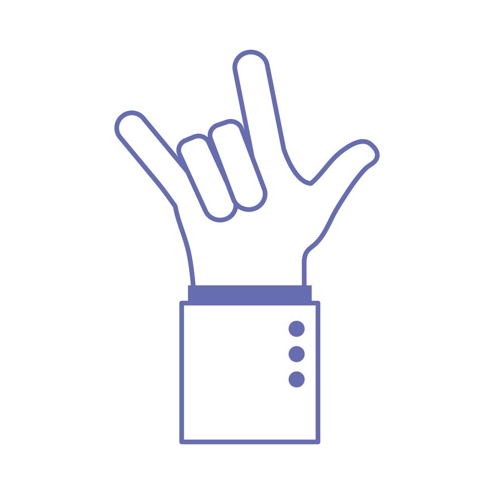 rock mão gestual linha e preenchimento estilo ícone vector design
