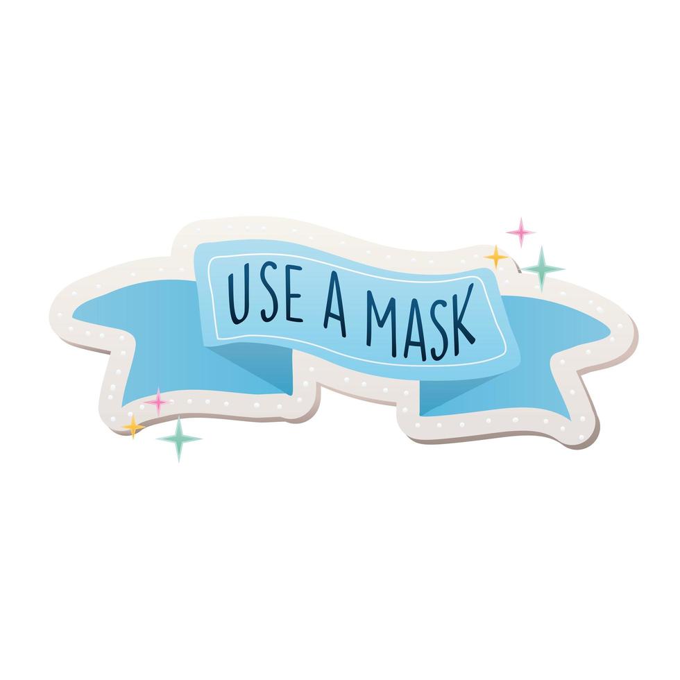 use uma máscara com a letra em covid19 adesivos de pandemia em uma fita vetor