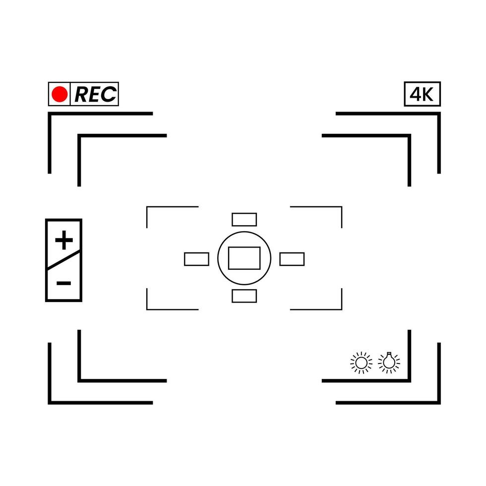 Câmera visor exibição interface em branco fundo vetor