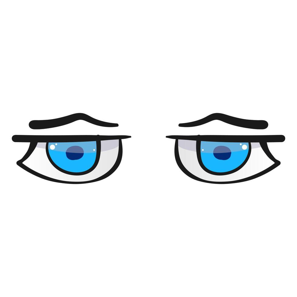 fêmea azul olhos quadrinho isolado em branco fundo. mão desenhado aberto fêmea olhos vetor
