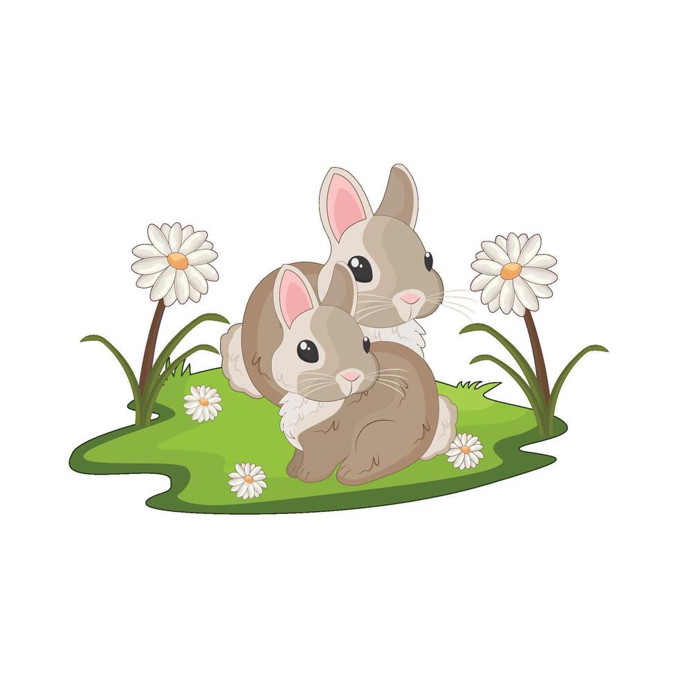 ilustração do dois coelhos vetor