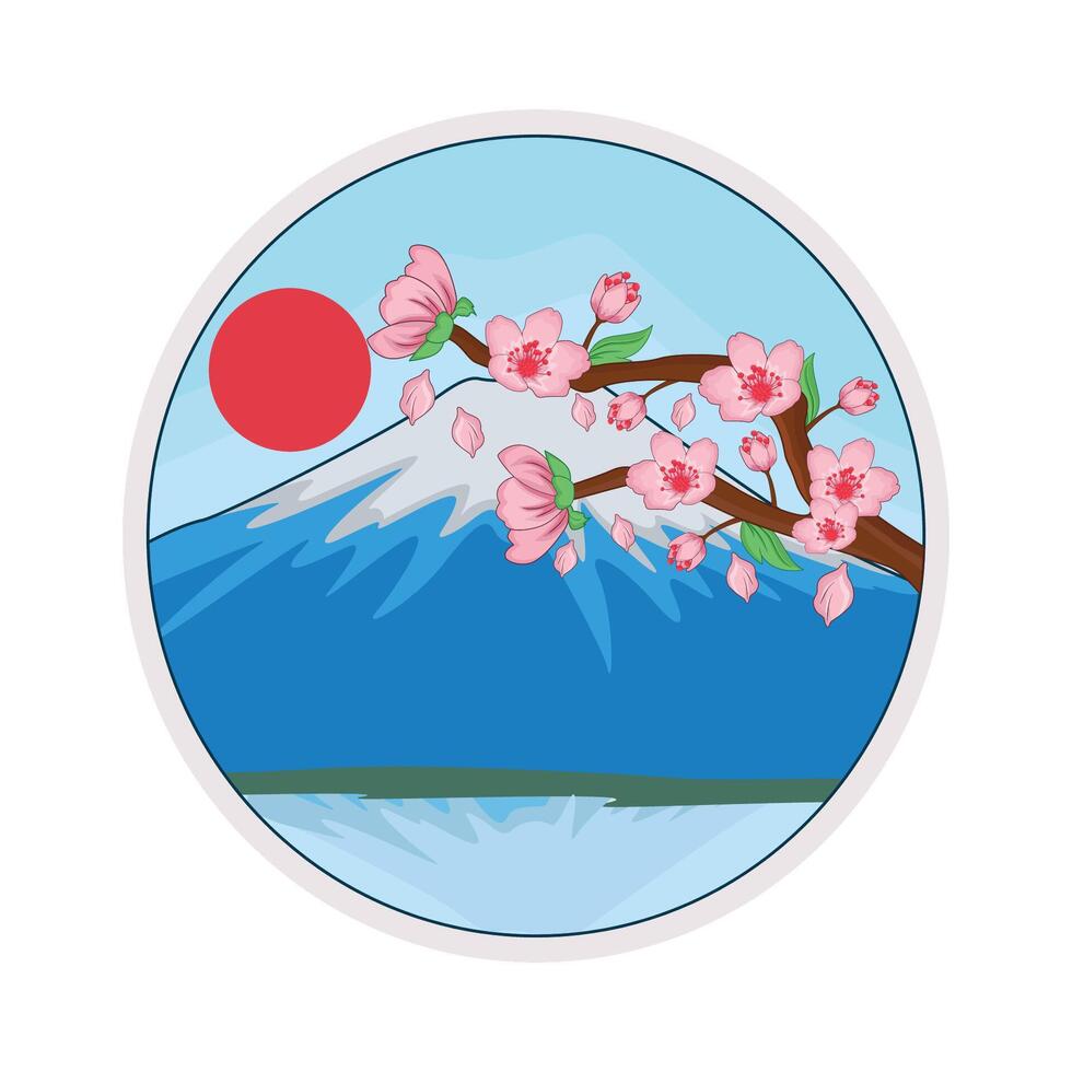 ilustração do Fuji montanha e cereja Flor vetor