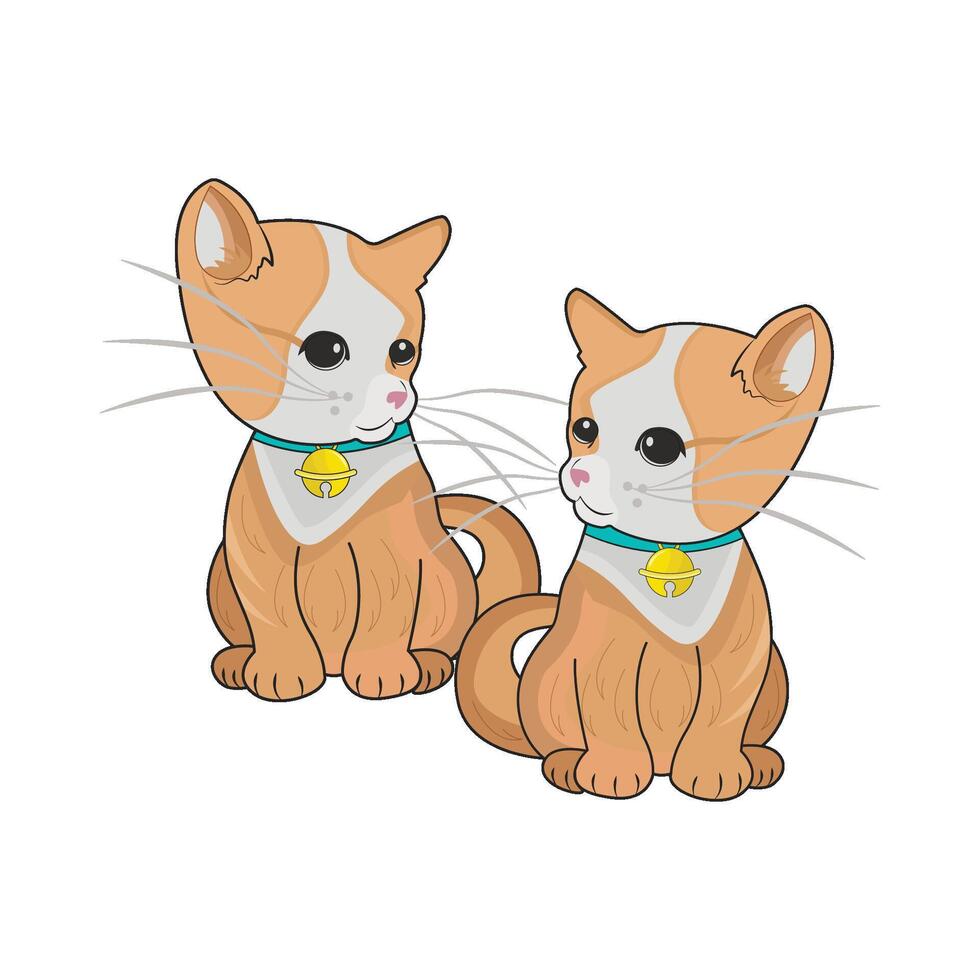 ilustração do dois gatos vetor