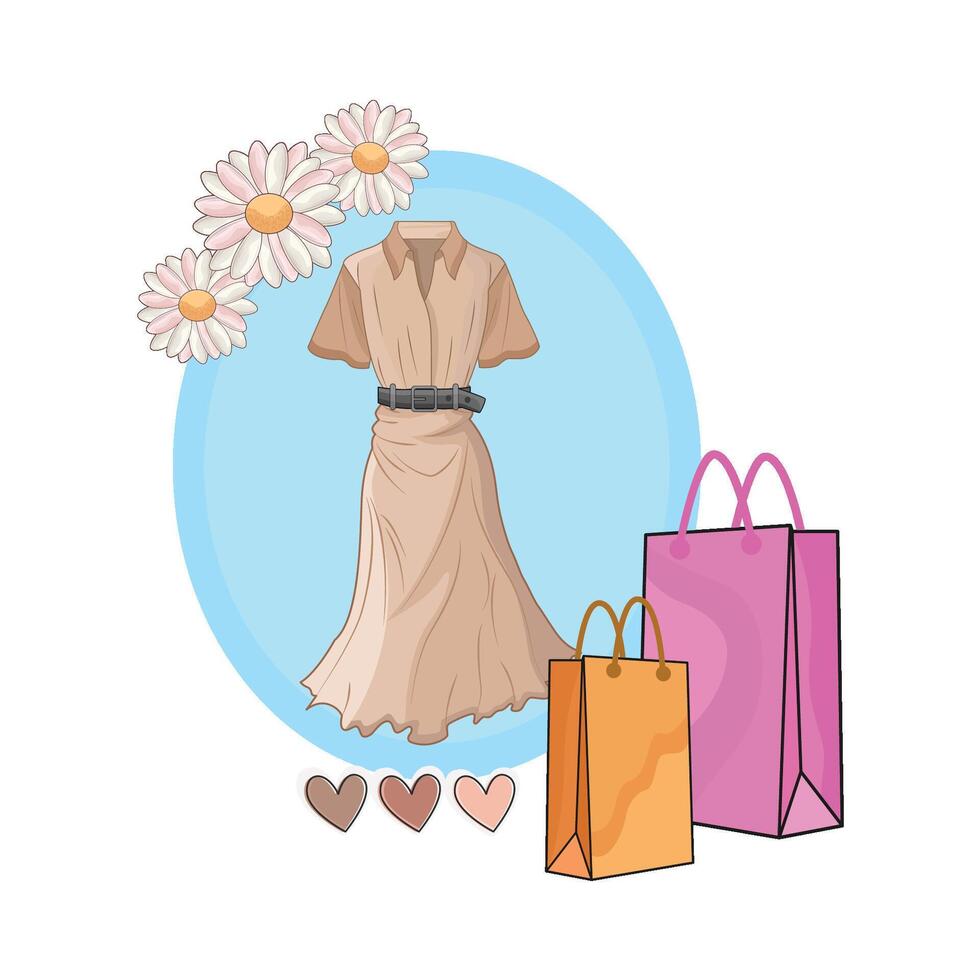 ilustração do roupas com compras saco vetor