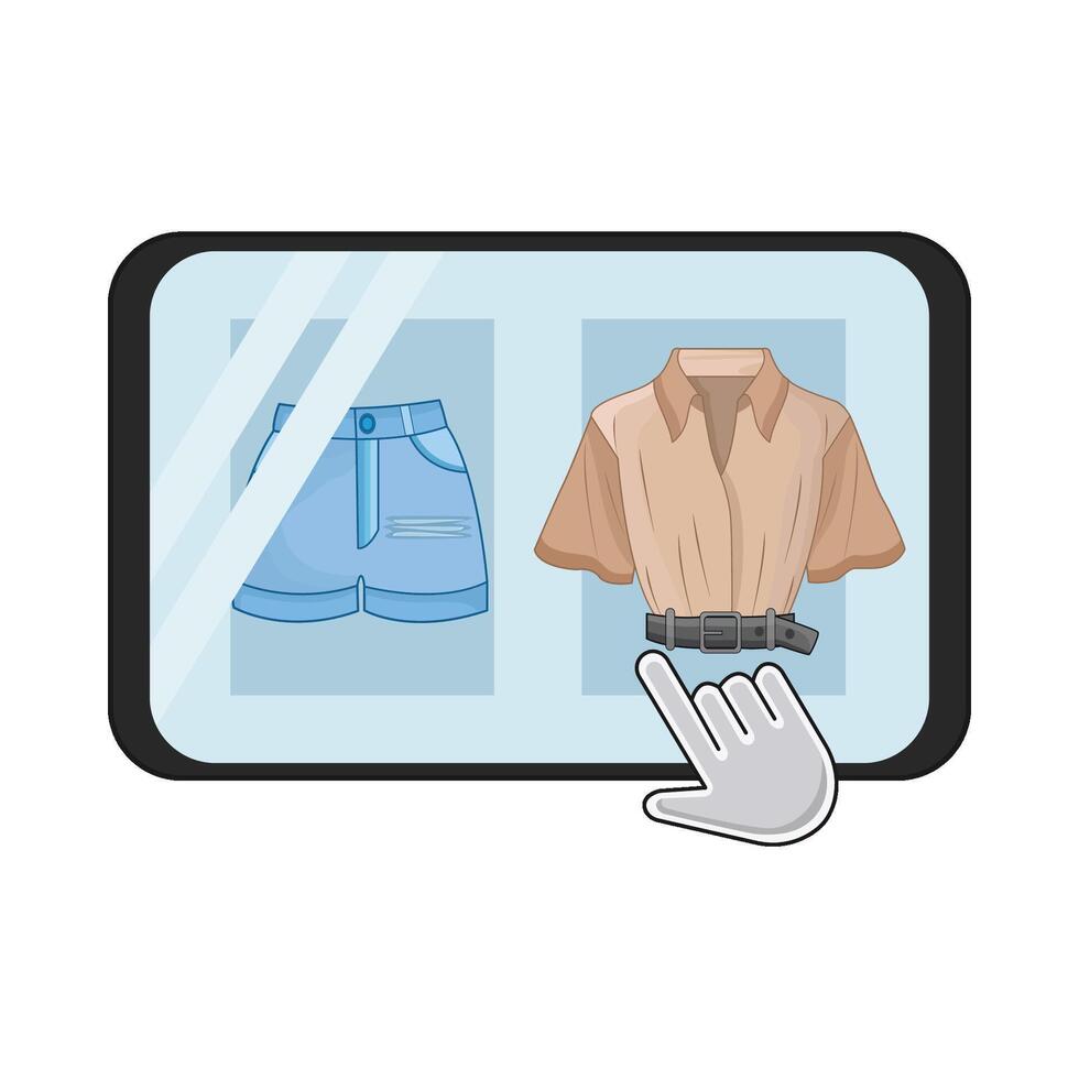 ilustração do conectados roupas compras vetor