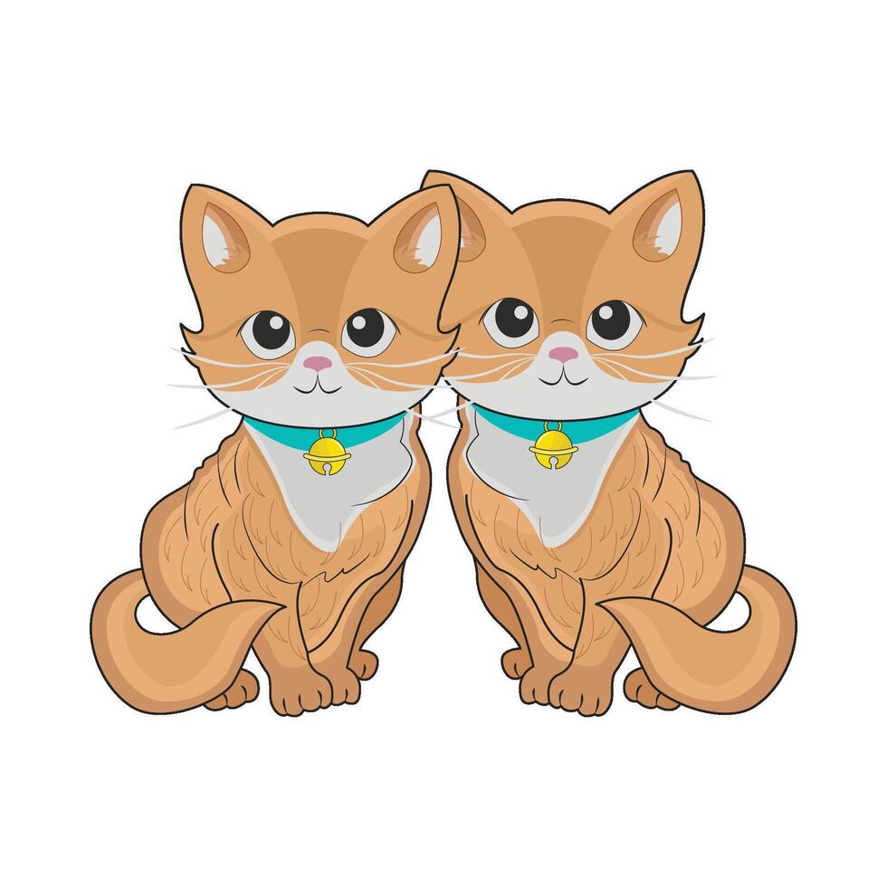 ilustração do dois gatos vetor