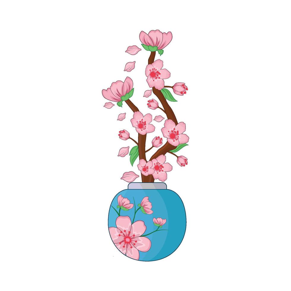 ilustração do cereja Flor vaso vetor