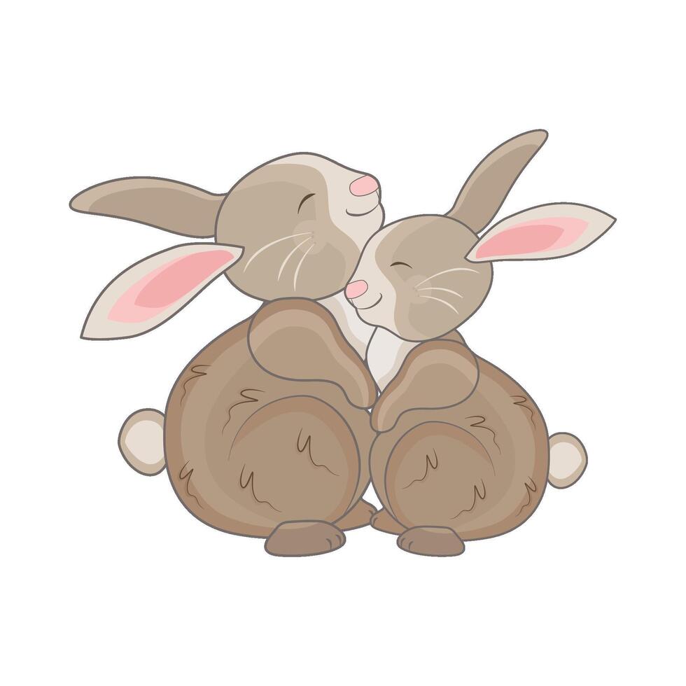 ilustração do dois coelhos vetor