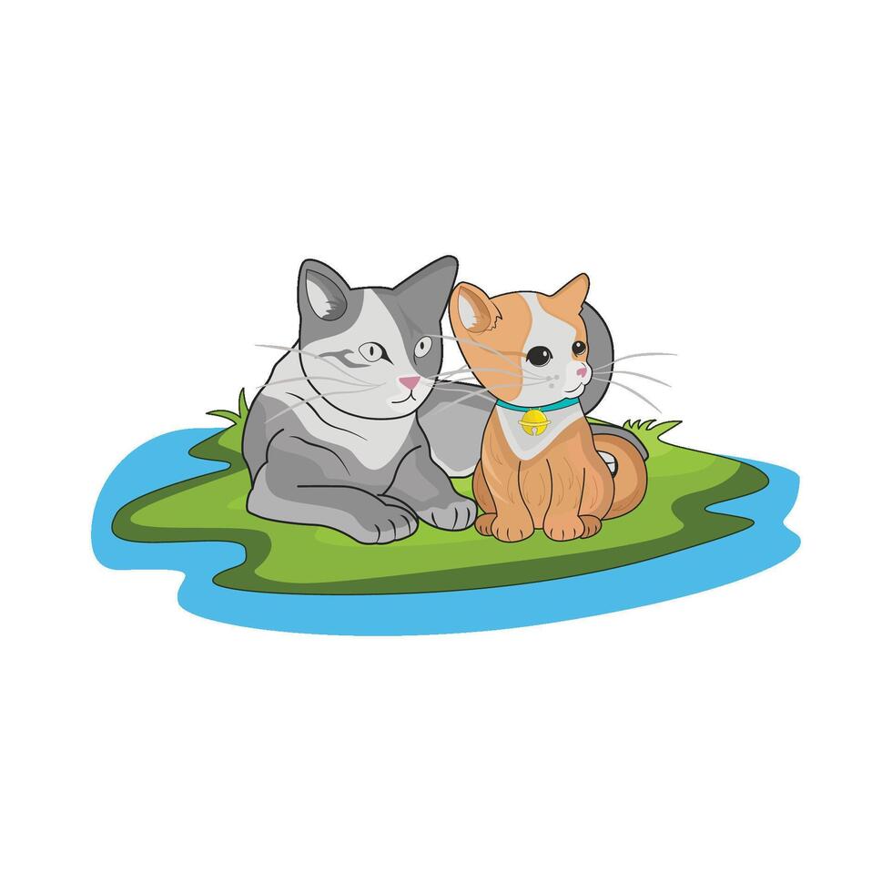 ilustração do dois gatos vetor