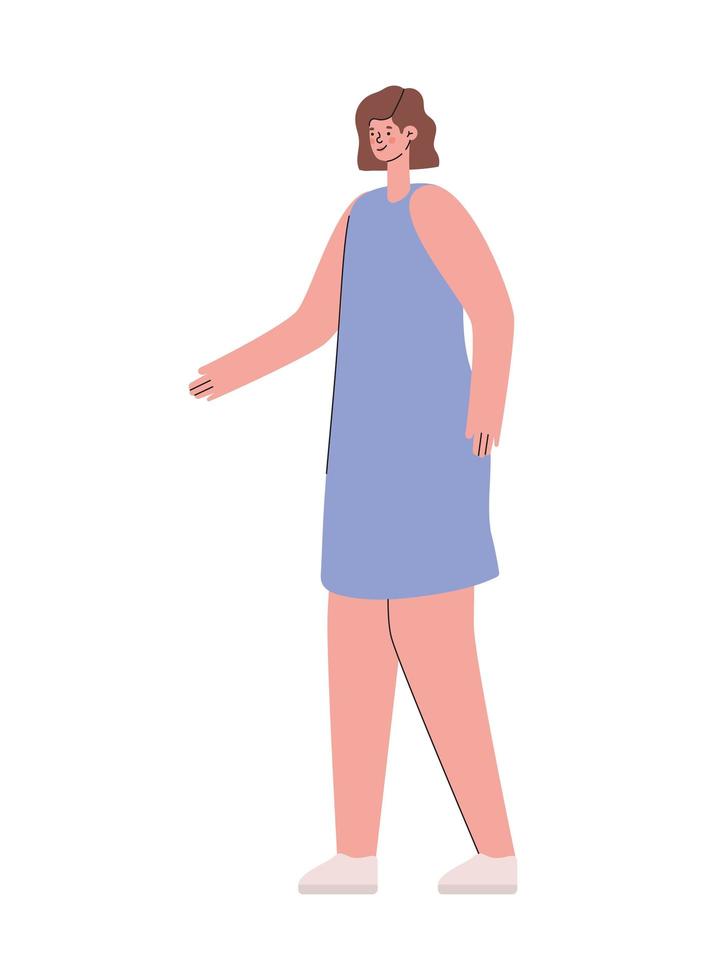 mulher vestida de vestido roxo vetor